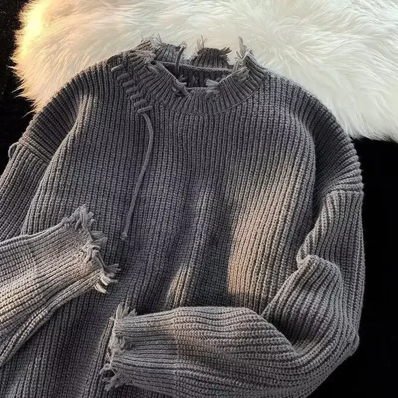 Winter Clothing Korean - Мужская одежда, пуловеры, бежевый вязаный свитер,