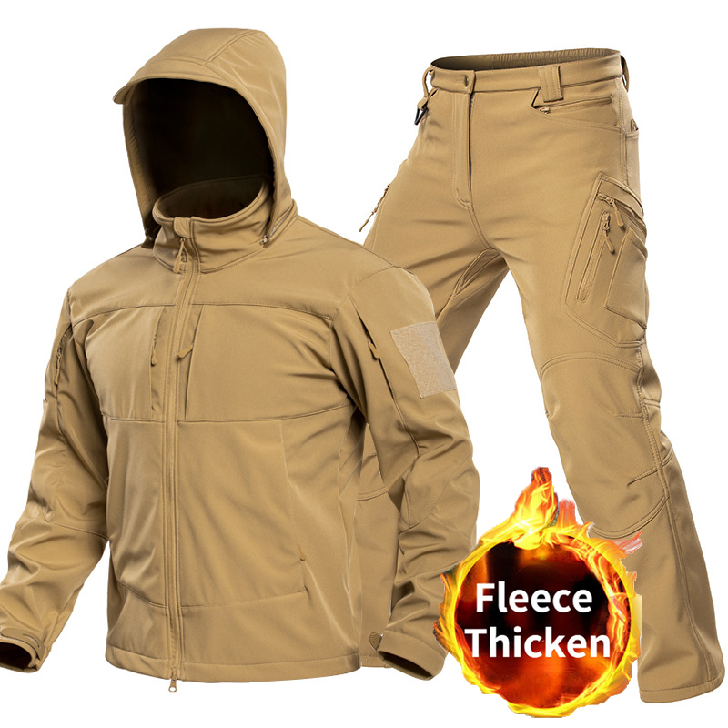 Winter Clothing Gear - Тактический софтшелл-костюм для мужчин с капюшоном,