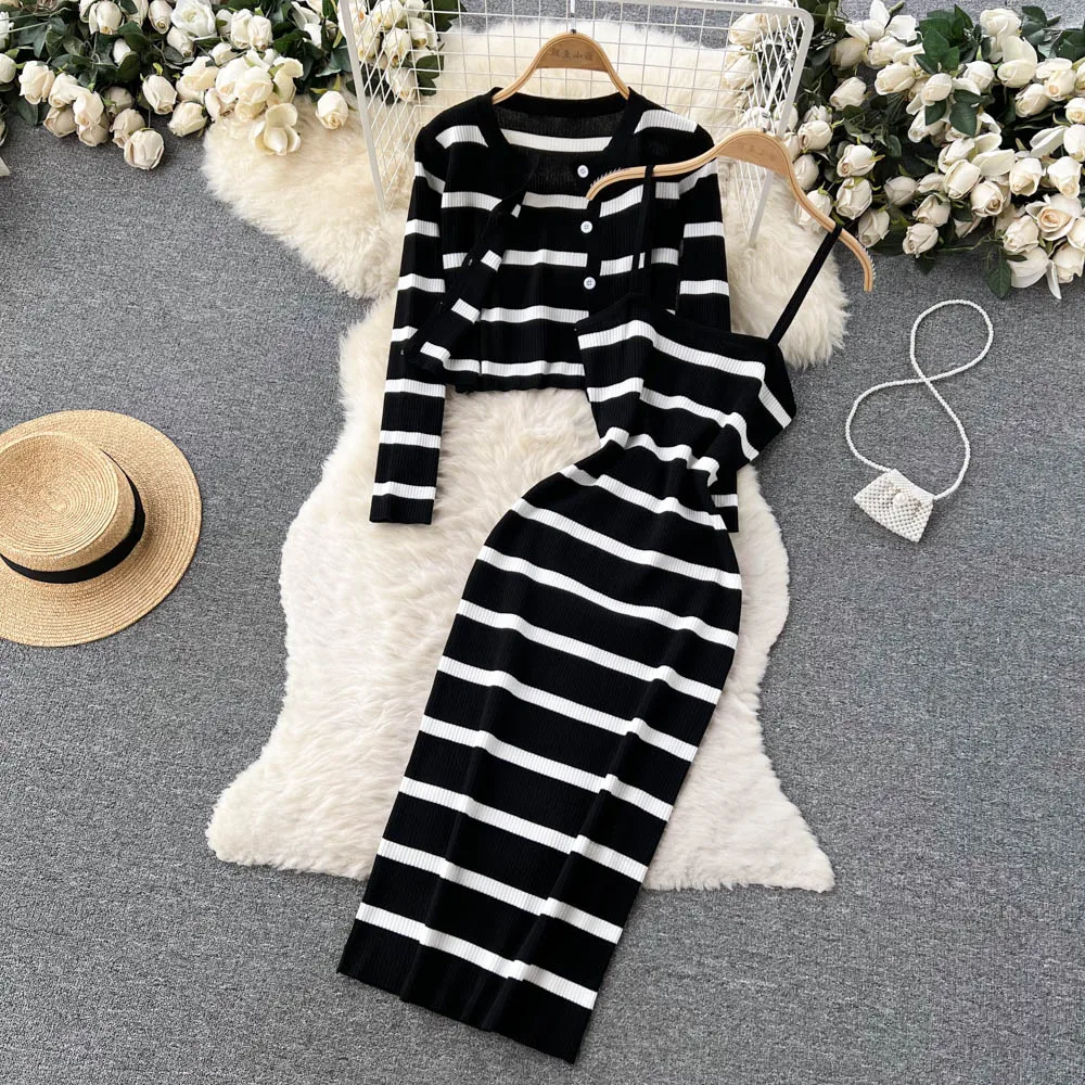 Winter Clothing Korean - Корейское милое цветное лоскутное полосатое платье