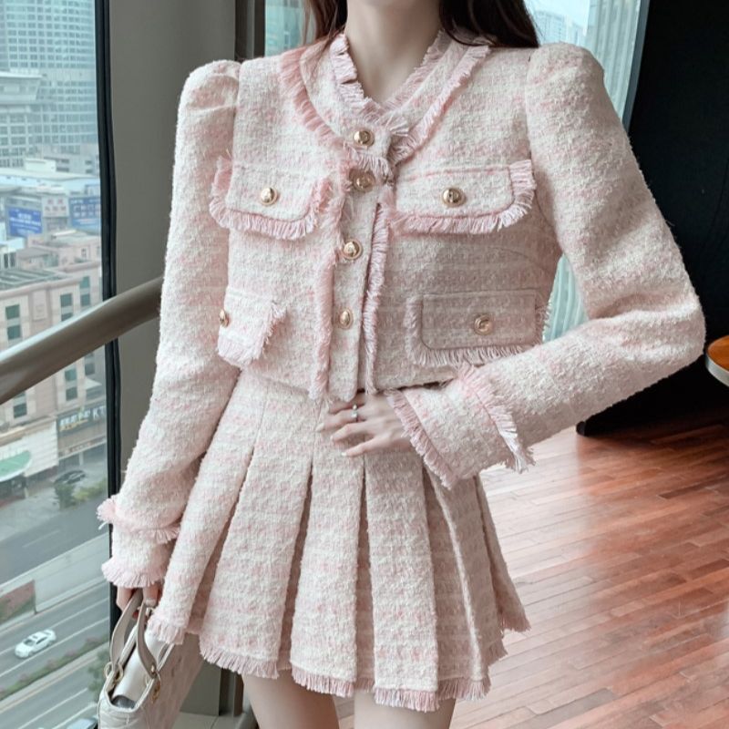 Winter Clothing Korean - Женский элегантный костюм с бахромой Y2K,